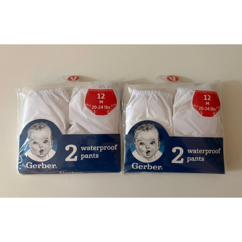 NEW Lot Of 2 Gerber Waterproof Pants Diaper Covers 12 Month 20-24 lbs 4 Total